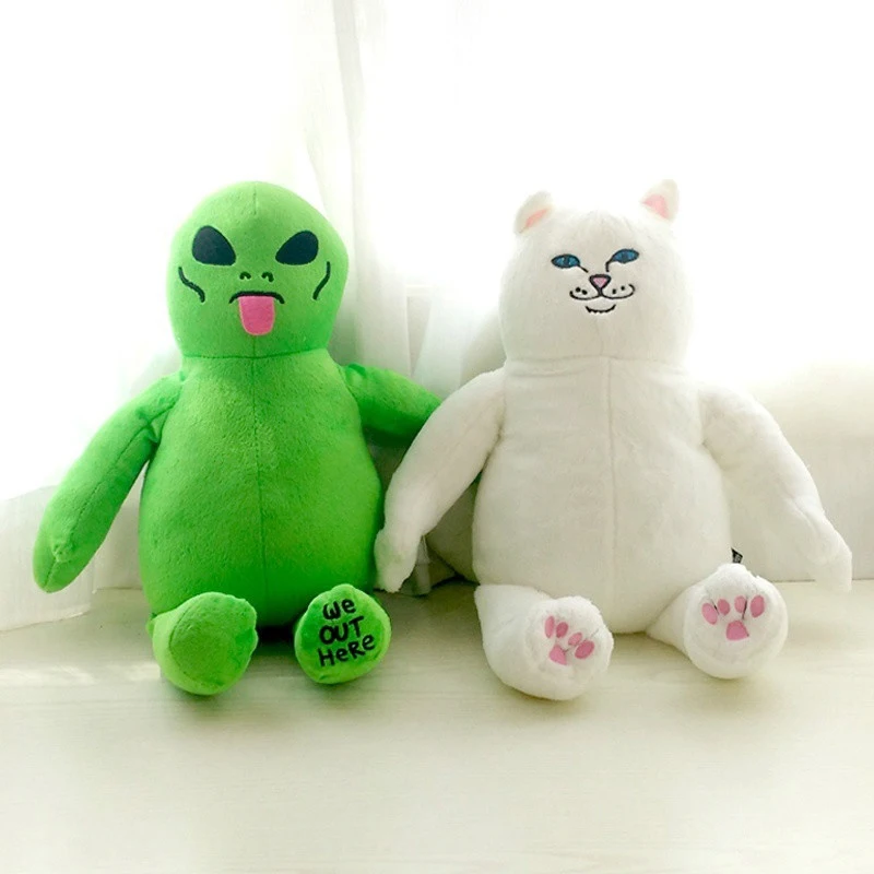 

1PCS 45CM cartoon middle finger cat and alien plush toy doll children accompanying sleeping toys children's holiday gifts Kawaii