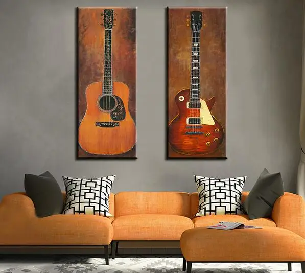 2p Music Studio Room Guitar Top Decorative Wall Paintings For Home Decor Idea Oil Painting Art On Canvas Wall Painting Paintings For Walldecorative Painting Aliexpress