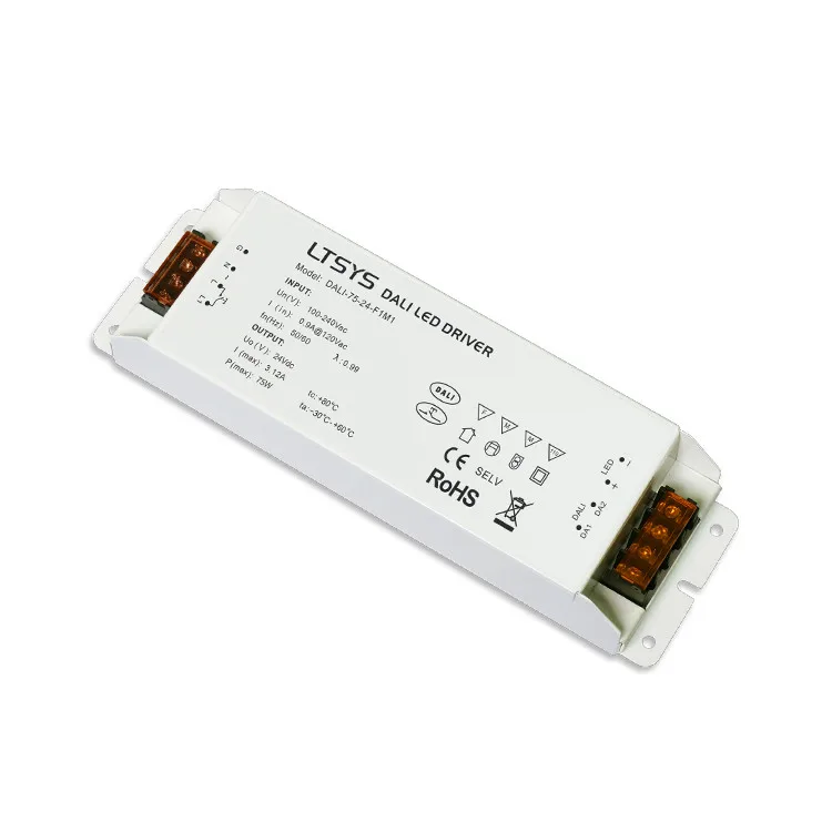 

DALI-75-24-F1M1;CV DALI Dimming Driver;AC100-240V input;24V/3.1A/72W output