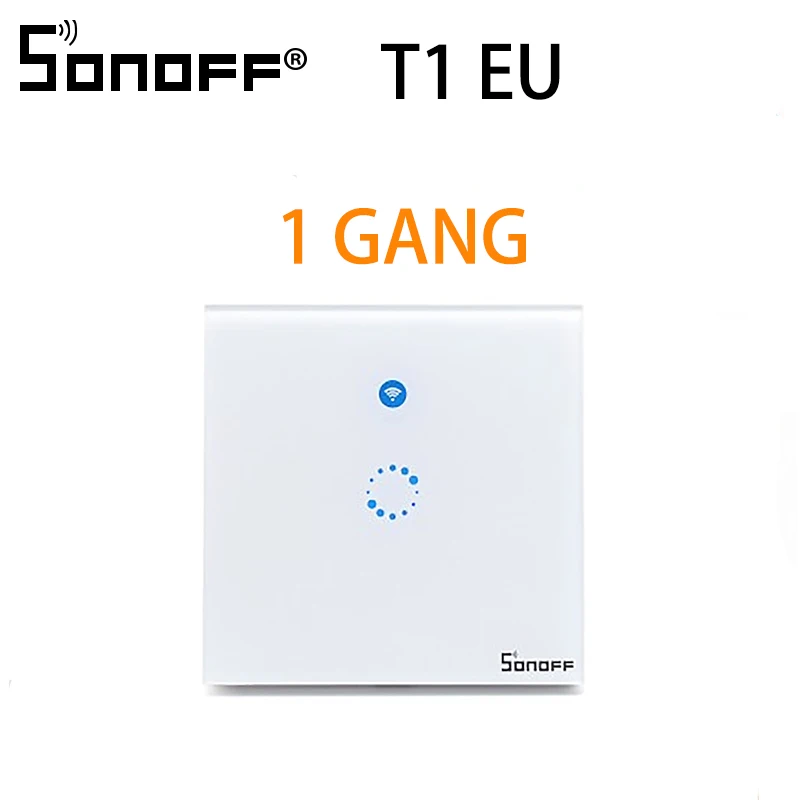 Интеллектуальный выключатель света Sonoff T1 ЕС 2 Gang 1 позиционный настенный Wi-Fi адаптер Беспроводной дистанционного ламповое реле приложение Touch Управление Интеллектуальный переключатель Wi-Fi Умный дом работать с Alexa - Комплект: 1 Gang