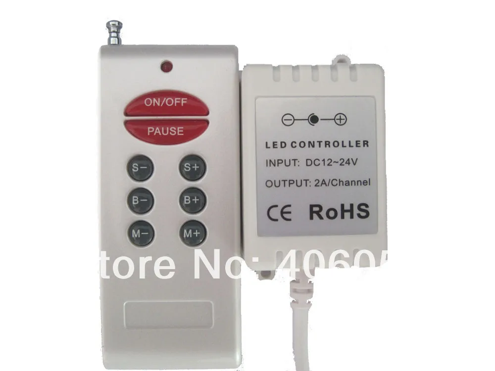 

10set/lot wholesale plastic shell DC12V - 24V rf 8 key wireless remote controller for led strip