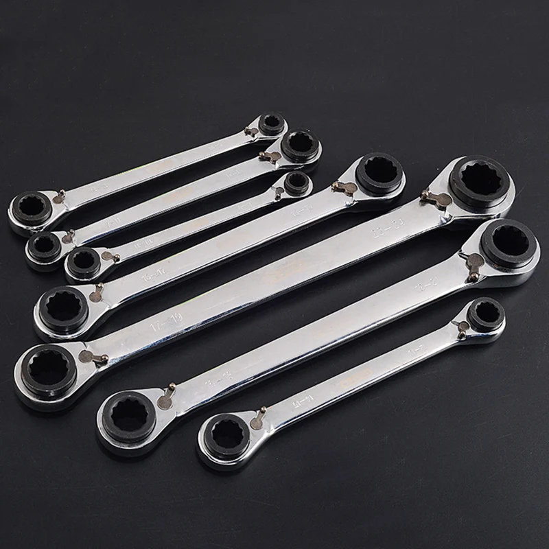 

4-27mm Ratchet Wrench Keys Geared Spanner Double Head Torque Multi-purpose 4 in 1 Ratchet Combination Wrench Tool
