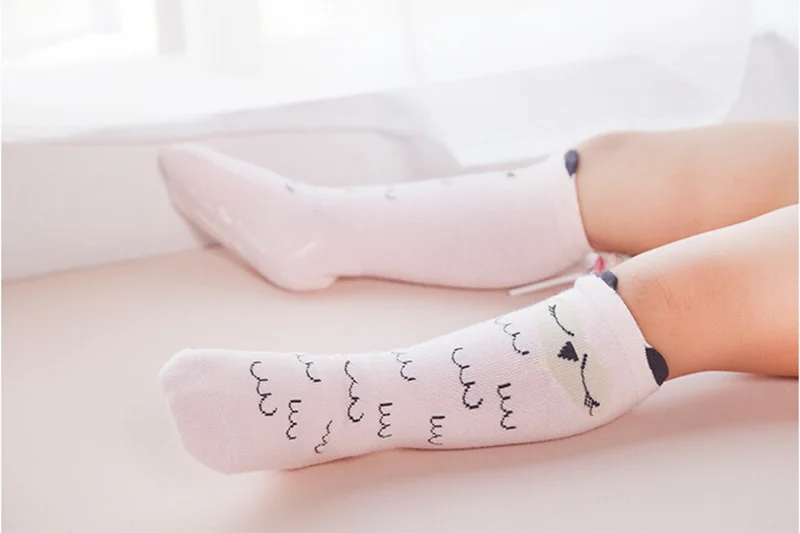 4 Pairs Cartoon Alpaca Kids Socks Animal Infant Cotton Socks Spring Autumn Baby Girls Boys Floor Socks Comfort Children Clothing (2)