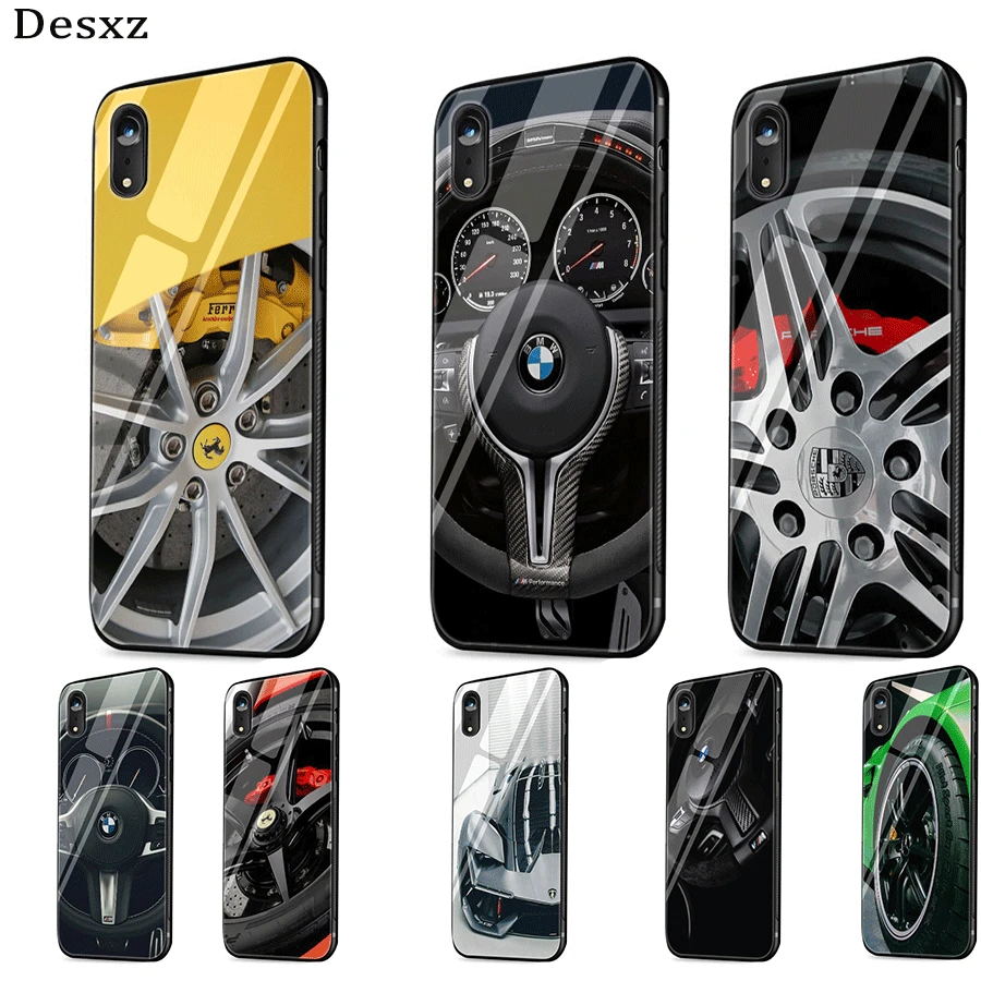 

Gerleek Luxury Cars Glass Case For iPhone 5 5s SE 7 8 Plus XR X XS Max Cover Protection