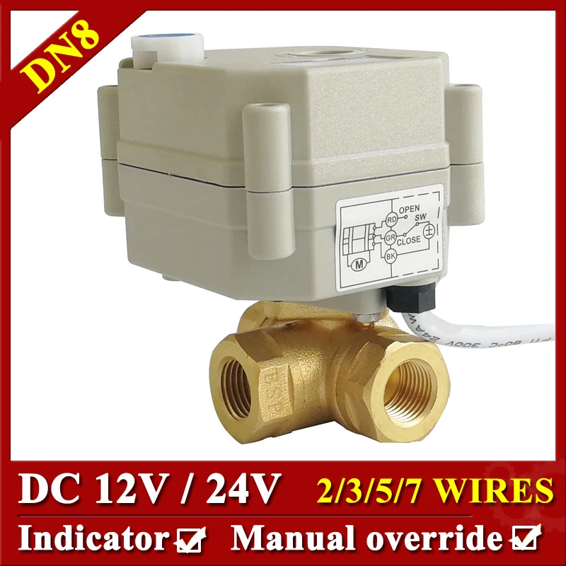 

Tsai Fan 12V 24V Motorized Valve 3 Way Horizontal T/L Port DN8 /1/4'' Electric Valve For Water Application Metal Gear IP67