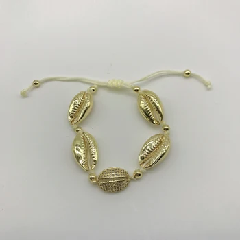 

5pcs/lot Handmade Item Cowrie Shell Shape Copper Beads Bracelets Jewelry Braided Bracelets
