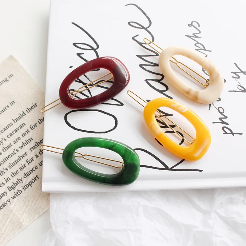 1 PC Geometric Resin Hairclips Hollow Oval Shape Hairpins Women Girls Solid Color Hairgrip Barrette Hair Accessories Dropship | Красота и