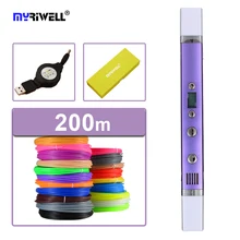 Myriwell 3d printer pen 3d pens 3d pen doodler Magic 3d printed pen 5V2A USB Charging 1.75mm abs/pla Filament Silk The Best Gift