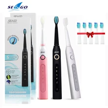 Sonic électrique adultes brosse à dents rechargeable 5 Modes nettoyage en profondeur soins d'hygiène bucco-dentaire dents plus blanches têtes de brosse de remplacement