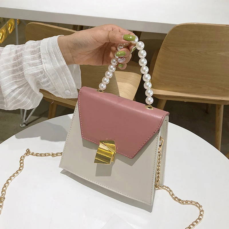 

Simple Top Handle Pearl Bags Chain Crossbody Bags for Women Bag Handbags Women Famous Brands Totes Ladies Handbags 2019