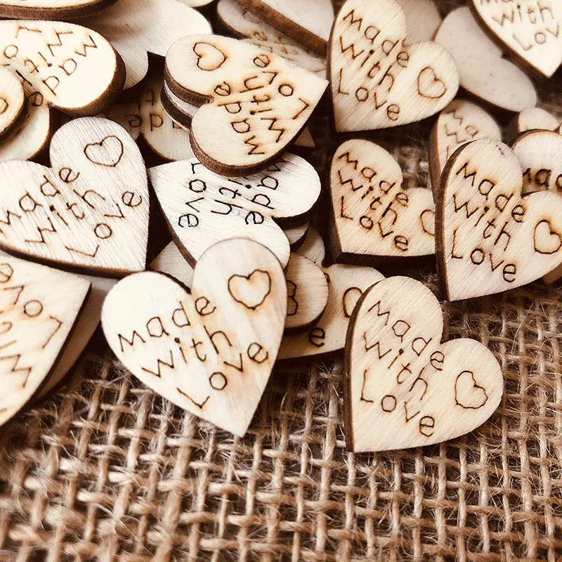 1 main - small wood heart made with love 2cm