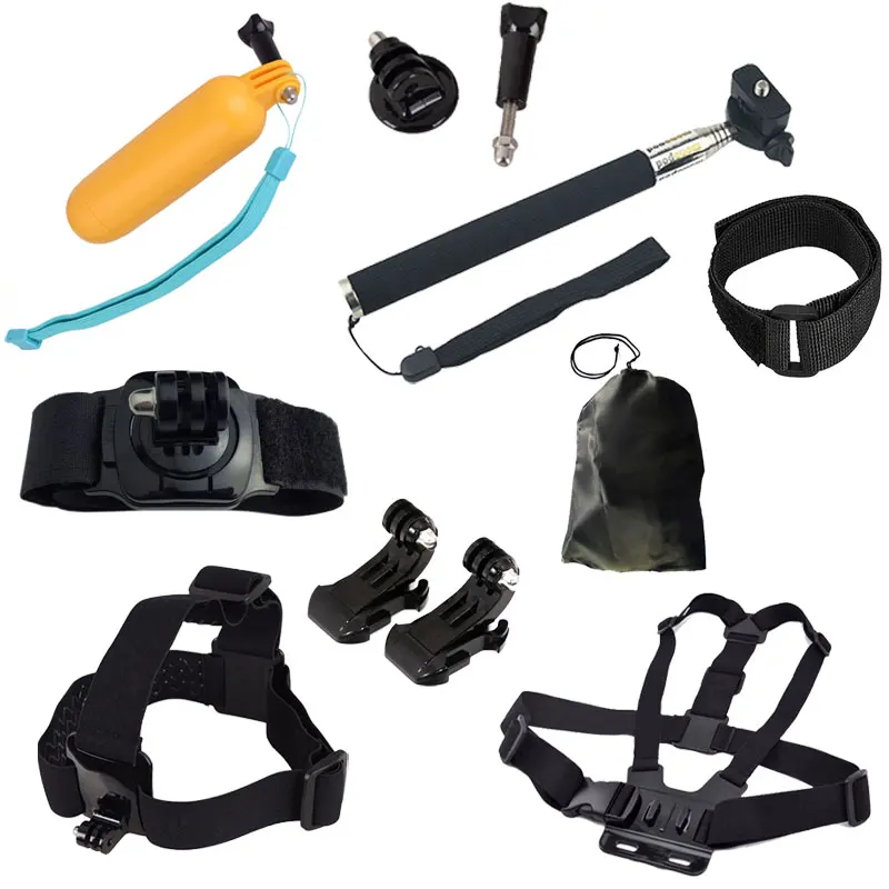 

10 in 1 Helmet Harness Chest Belt Strap Monopod with J-Hook Buckle Mount Set Kit for Go pro Hero 4 5 Xiaomi SJ4000 Accessories