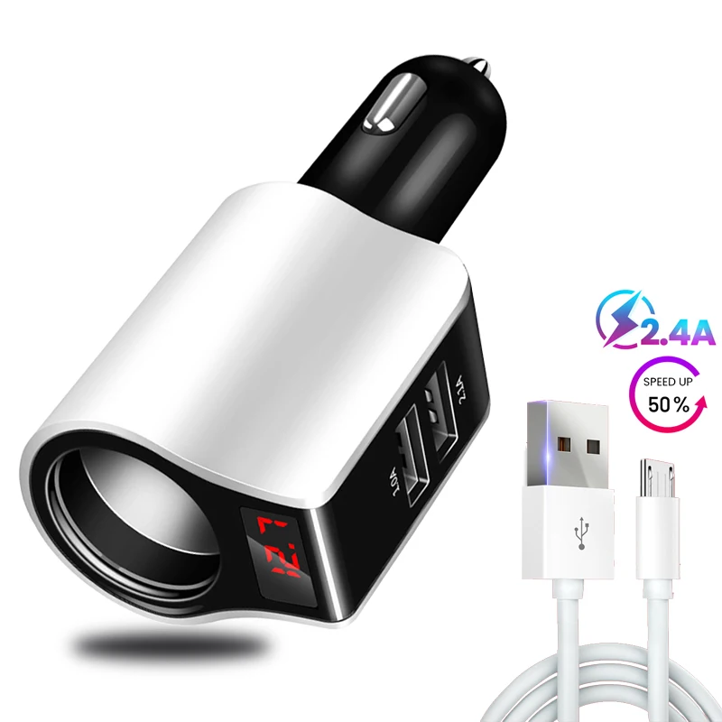 Автомобильное зарядное устройство с двумя usb портами для путешествий телефона