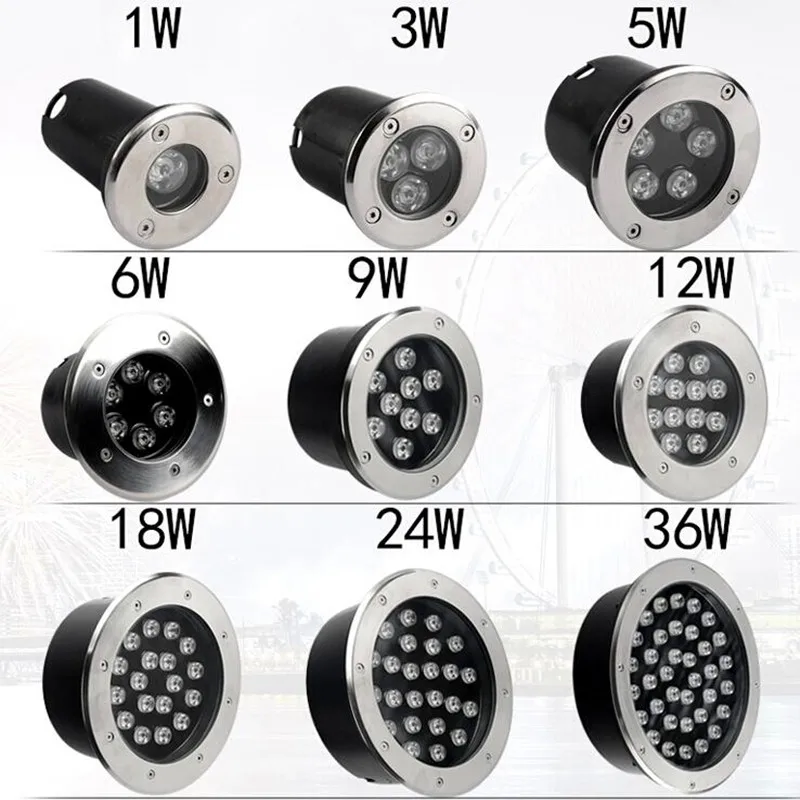 Koop NIEUWE 1 W 3 W 5 W 6 W 7 W 9 W 12 W 15 W 18 W LED Outdoor Grond Tuin Vloer Ondergrondse Begraven Lamp Spot Landschap Light AC 85 265 V IP67