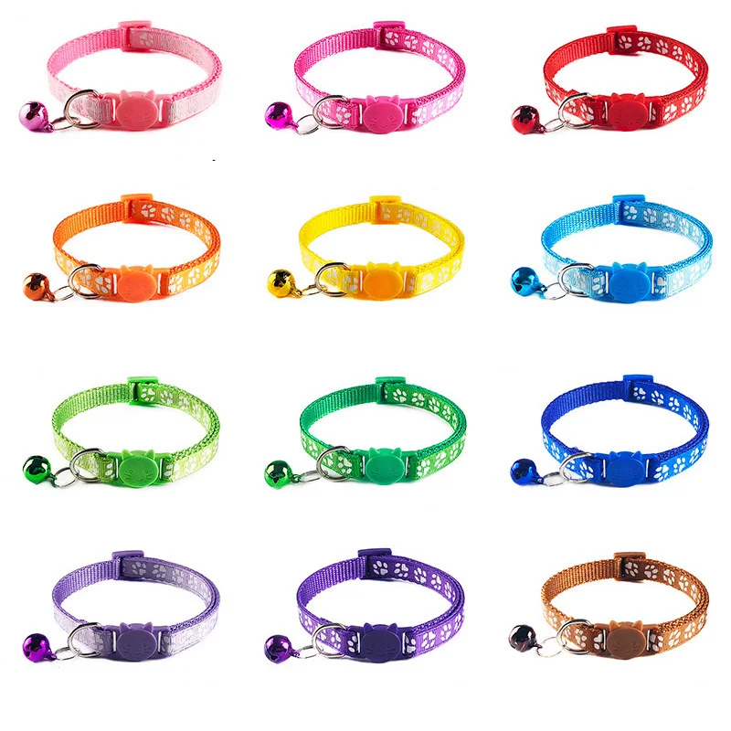 

Lovely Small Footprint Pet Collar Nylon Fabric With Bell Kitten Puppy Chain Dog Cat Collar