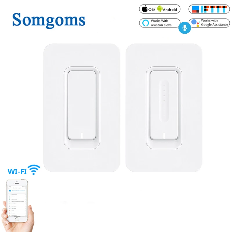 

US WiFi Smart Wall Light Switch Dimmer Mobile APP Remote Control No Hub Required Work with Amazon Alexa Google Home IFTTT Switch