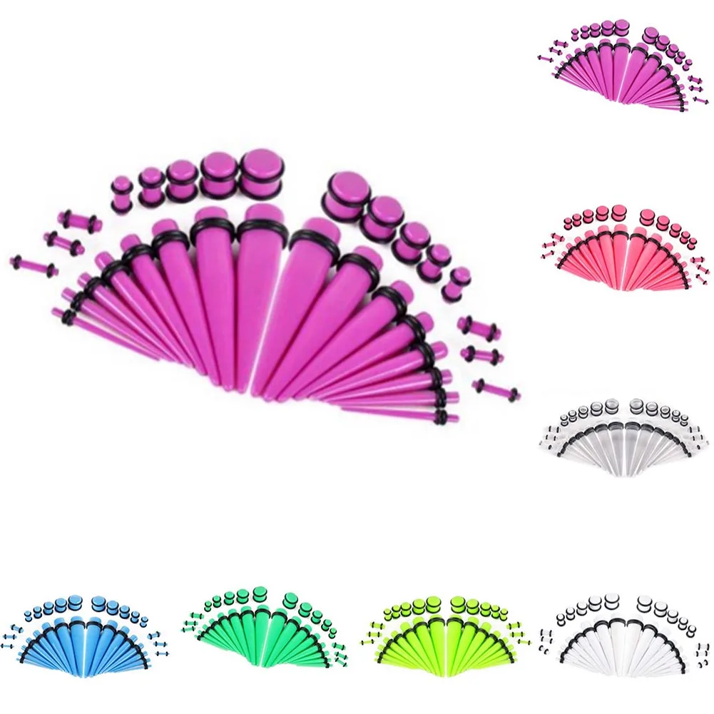 

36pcs/set Ear Gauge Plastic Ear Expansion Channel Two-horn Auricle Ear Piercing Jewerly Six Color
