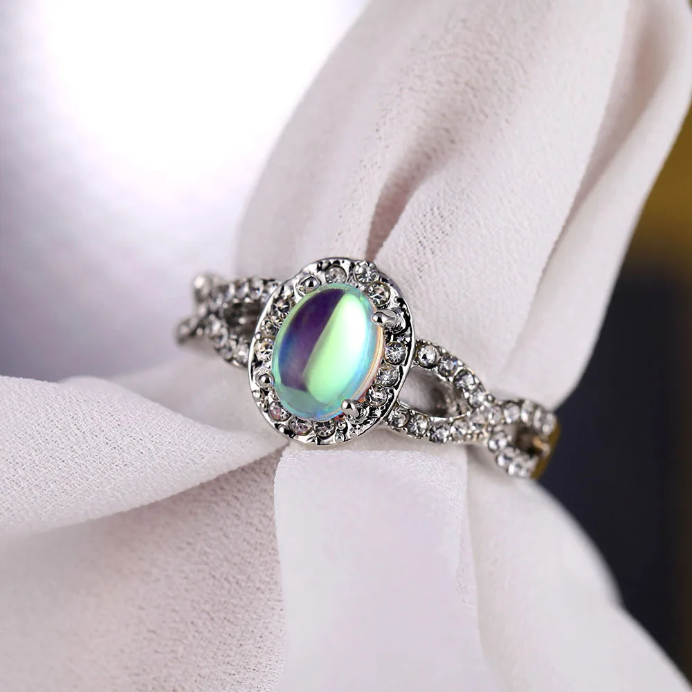 FAMSHIN Bohemian Vintage Silver Color Opal Stone Rings Women Fashion Ring Wedding Engagement Rings Jewelry Dropshipping 2018 New
