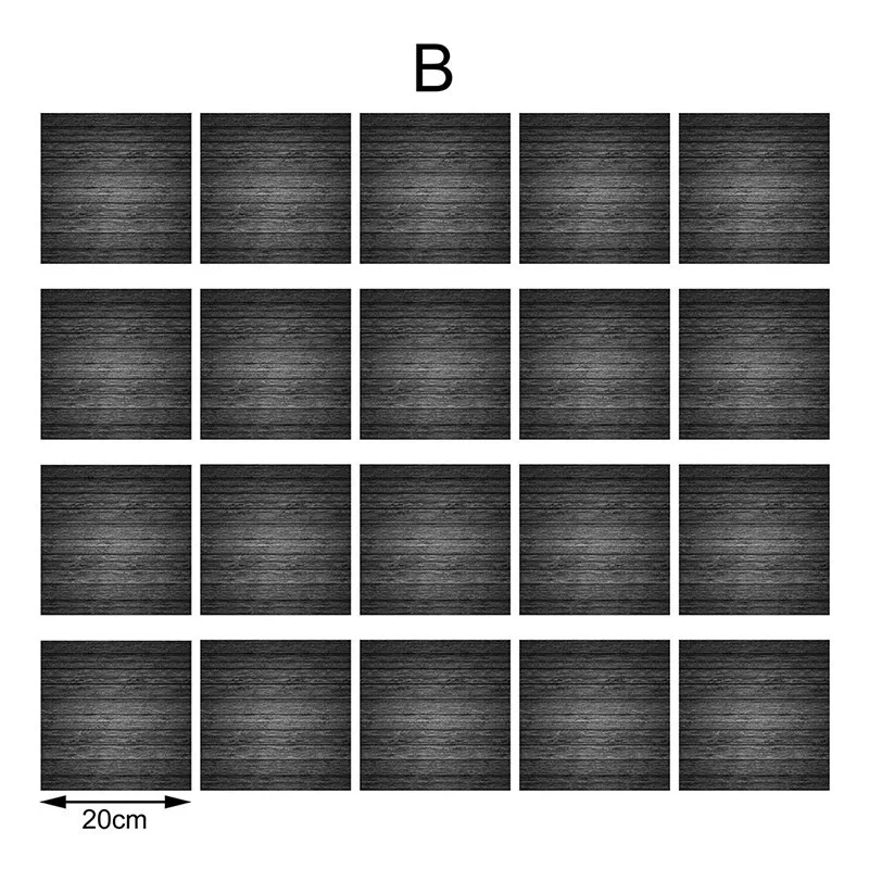 20 шт./лот 3D Имитация Черной деревянной плитки наклейки ретро высокого класса водонепроницаемые противоскользящие декоративные наклейки на стены и пол наклейки на стены - Цвет: B