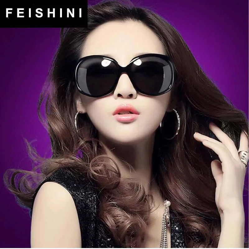 FEISHINI модные большие очки оправа Mujer Oculos Feminino винтажные высококачественные классические красивые Овальные Солнцезащитные очки женские поляризованные