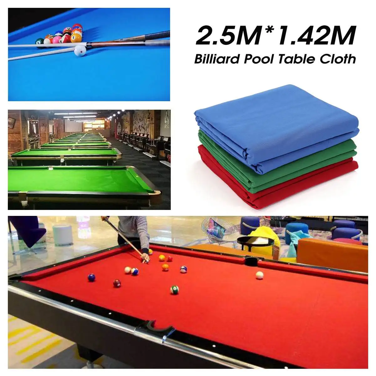 Green/Blue/Red Snooker Billiard Cloth Pool Eight Ball Billiard Pool