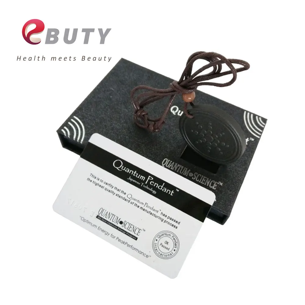

2 Pcs/lot Quantum Scalar Pendant Health Energy Necklace Lava Material with Retail box & Rope Chain Black Charms
