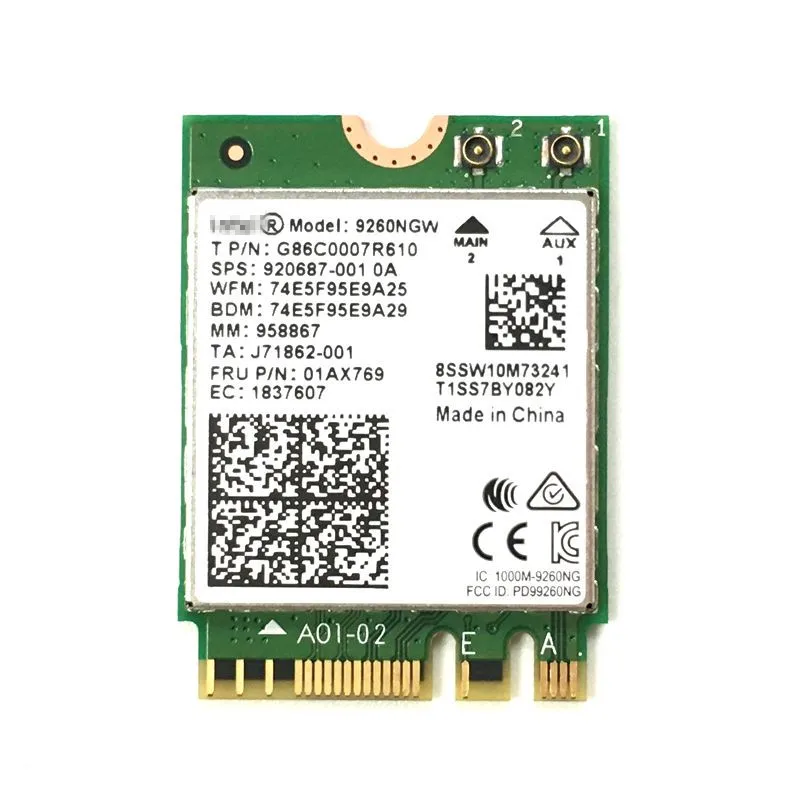 

Dual Band Wireless-AC 9260 For Intel 9260NGW NGFF 802.11ac MU-MIMO 1730Mbps 1.73Gbps WiFi + Bluetooth 5.0 Card Fit Windows 10