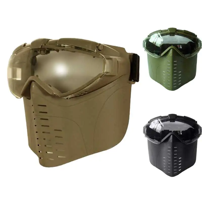 

Vented Pro Goggle Full Face Mask Tactical Airsoft Paintball Skull Protective Gas Mask With Fan Black Military CS Wargame Cosplay