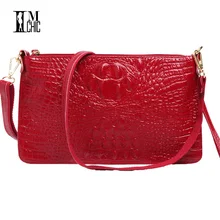 IMCHIC Women Clutch Bags Vintage Split Leather Crocodile Pattern Envelope Shoulder Ladies Small Messenger Handbag Female Gift