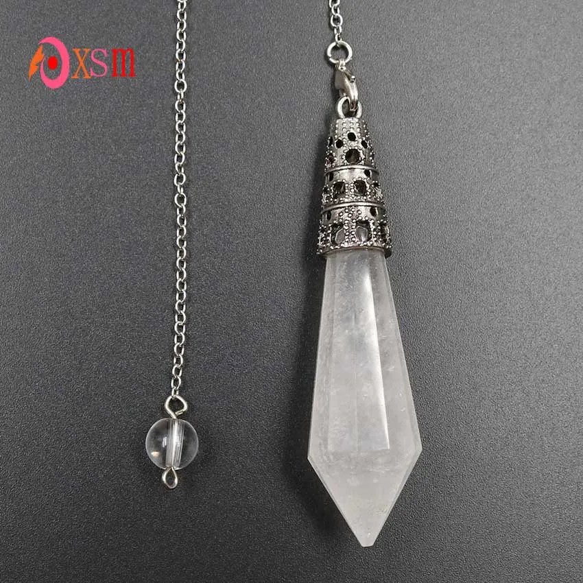 Xinshangmie покрытый серебром натуральный белый камень кристалл шестиугольная Призма Пирамида подвеска-маятник ювелирные изделия