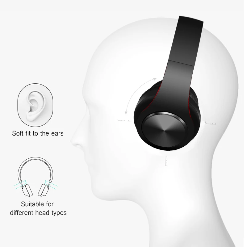 HATOSTEPED Wireless Bluetooth Gaming Headphones with Mic/FM for Mobile Phone and PC image 6