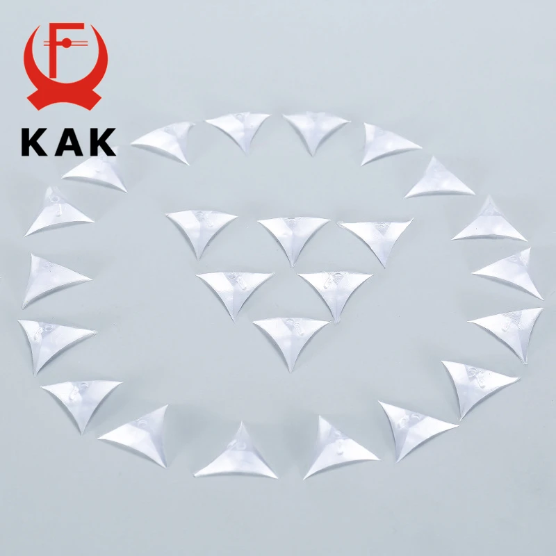 KAK 50PCS PVC Clear Dustproof Corner Protector Protective Edge Triangles for Furniture Hardware Cabinet Drawer Corner Bracket