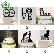 Черный/золотой изысканный романтический Mr& Mrs свадебный торт Топпер кекс торт флаги Мемориал день партия Свадебные украшения 6 Стиль
