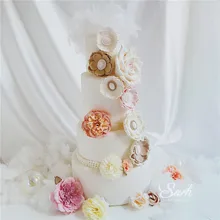 Искусственные цветы, роза, гибискусы, торт, Toppers, Ins, помолвка, десерт, украшение на День святого Валентина, вечерние принадлежности, милые под...