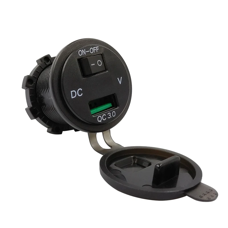 

New Waterproof ON-OFF Quick Charging QC3.0 Car Charger with Led Digital Display Voltmeter