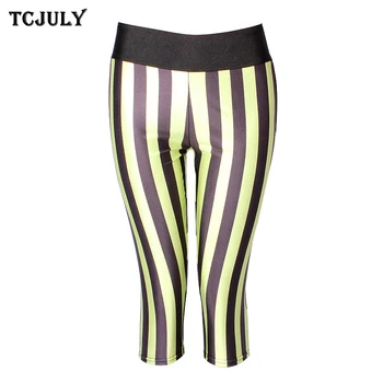 

TCJULY New Arrival Printed Women's Capris Pants High Waist Stretch Push Up Cropped Trousers Breathable Summer Pants With Pockets