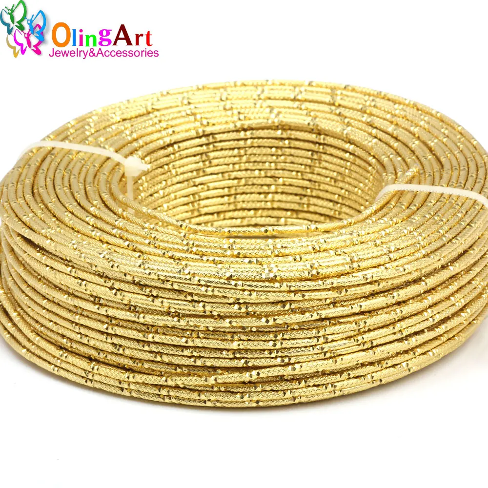 OLINGART 5M/lot 2.0mm Strip Pattern Aluminum wire gold soft craft versatile metal wire necklace DIY Handmade jewelry making