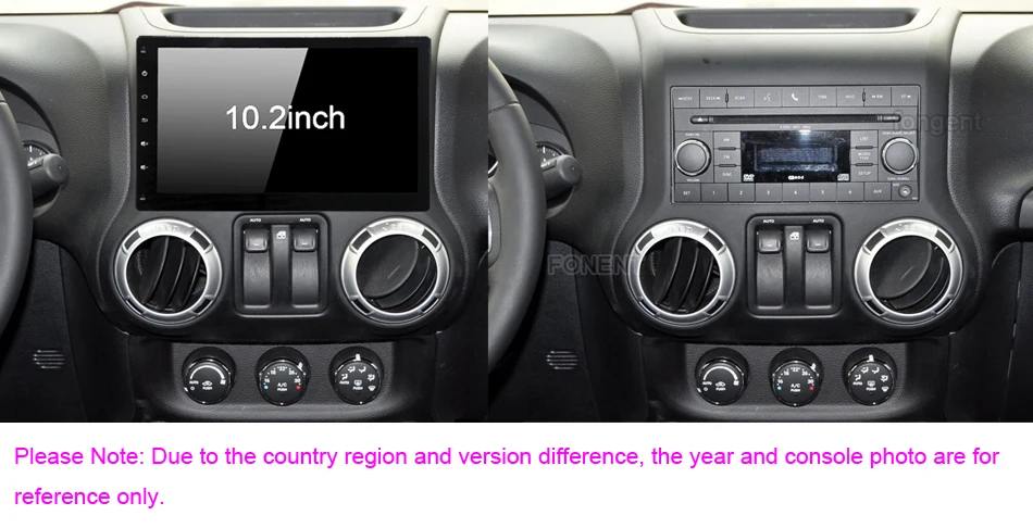 Clearance 10.2" Android Auto 1 din DVD Radio Player for Jeep Wrangler 2011 2012 2013 2014 2015 2016 Car Stereo Multimedia GPS Navigator 0