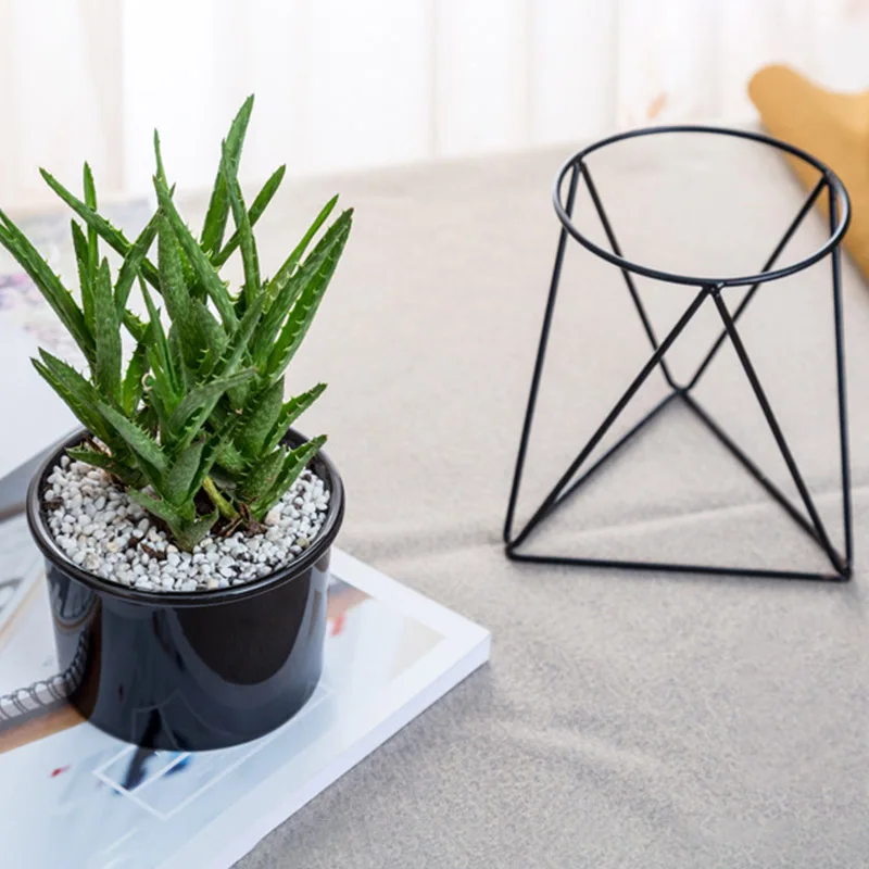 Nordic Blume Töpfe Minimalistischen Geometrie Eisen Keramik Sukkulenten Topf Vanille Grün Pflanzen Desktop Blume Topf für Home Garten Decor|Blumentöpfe & Pflanzkübel|Heim und Garten -