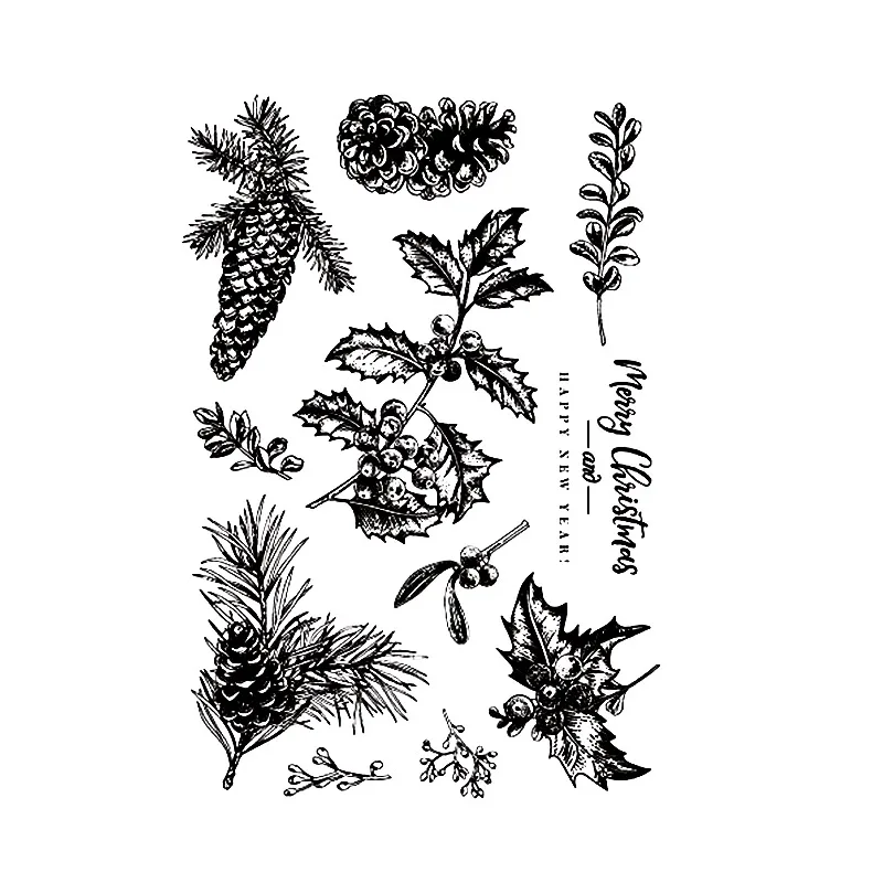 

Fruits Merry Christmas Transparent Rubber Stamps Silicone Seals for Scrapbooking DIY Photo Album Embossing Folder Paper Template