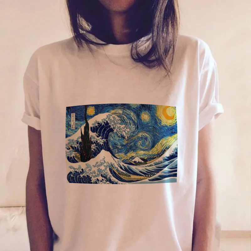 

T-shirts Van Gogh Funny White Tshirts Harajuku Women Short Sleeve Graphic Tees Tops Vintage Japanese Tops