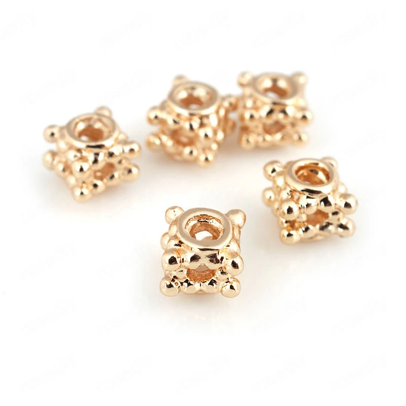 

10PCS 5MM 24K Champagne Gold Color Plated Brass Cube Spacer Beads Bracelet Beads High Quality Diy Jewelry Accessories