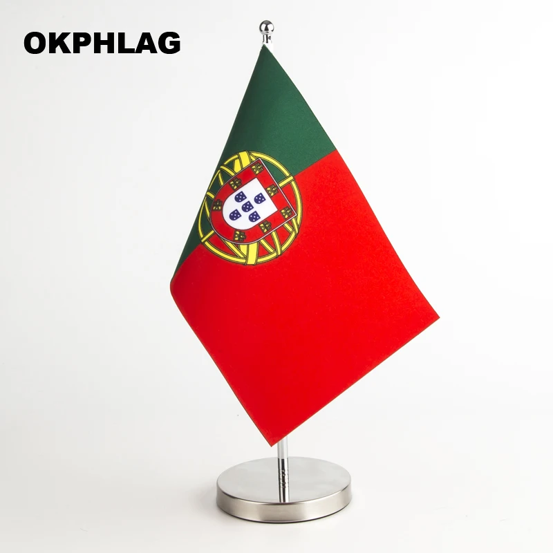 

Portugal Table Flag with Stand 14*21CM High Quality Customize for Office House Party KS-0146