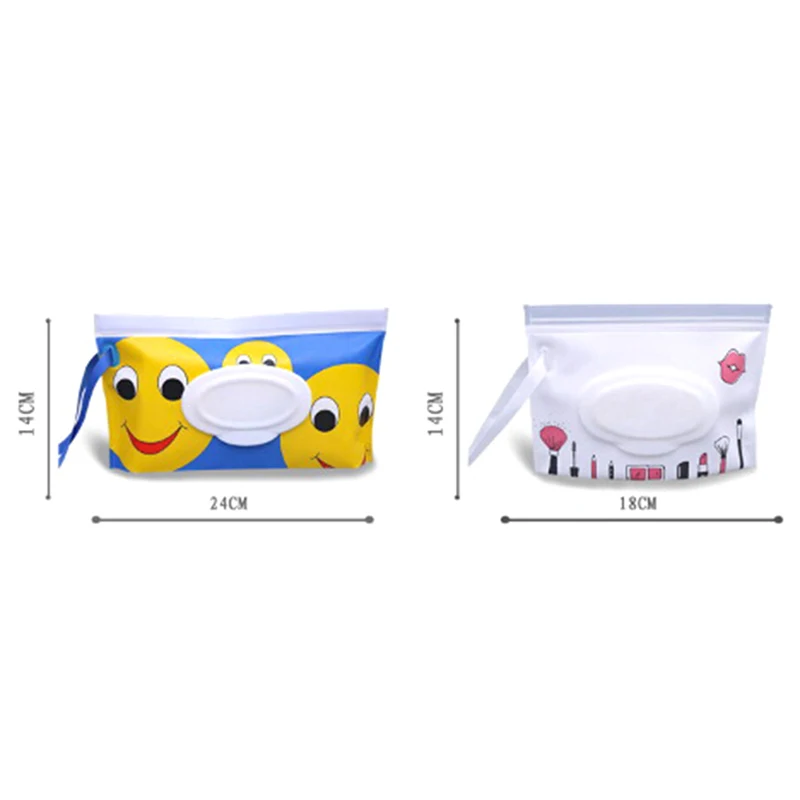 

Eco-friendly Clutch and Clean Wipes Carrying Case Wet Wipes Bag Clamshell Cosmetic Pouch Easy-carry Snap-strap Wipes Container