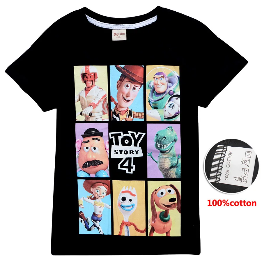 Игрушка из фильма «История 4» футболка Летняя футболка Топы с короткими рукавами, футболки для девочек и мальчиков 3-11 лет детская повседневная спортивная одежда - Цвет: 8479black