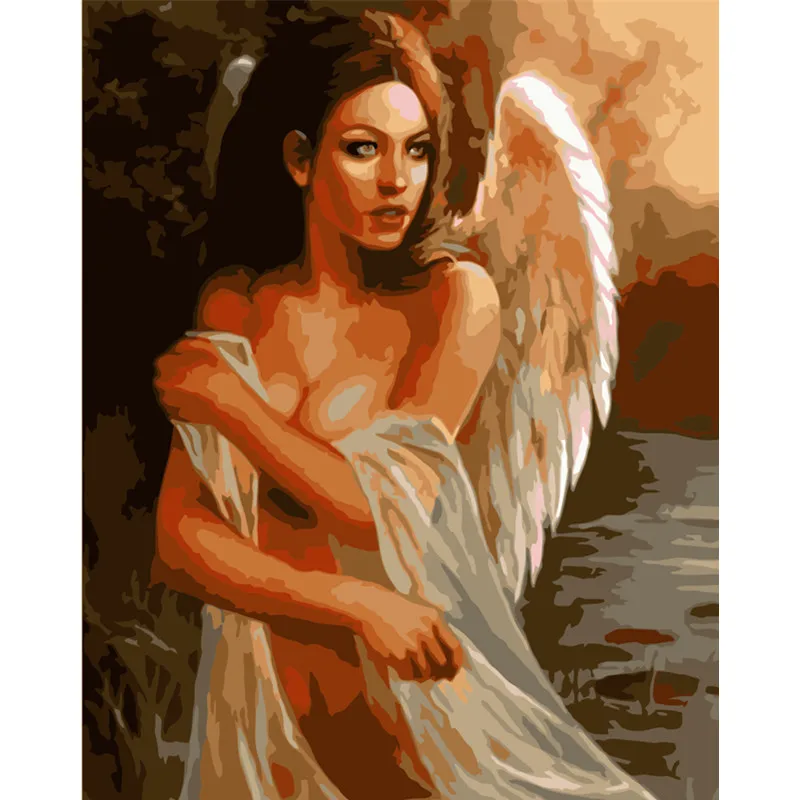 

Painting By Numbers DIY Dropshipping 40x50 50x65cmFashion sexy beautiful angel Figure Canvas Wedding Decoration Art picture Gift