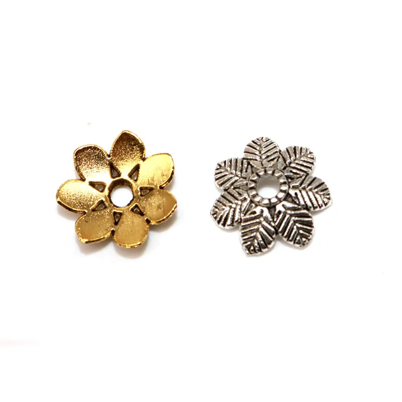

15mm 50pcs Wholesale Metal Taper 7 Petals Bead Caps Zinc Alloy Silver Plated Flower Beads End Caps Charms for Jewelry Findings