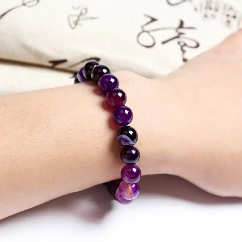 Women's Trendy Natural Stone Bead Bracelet Purple