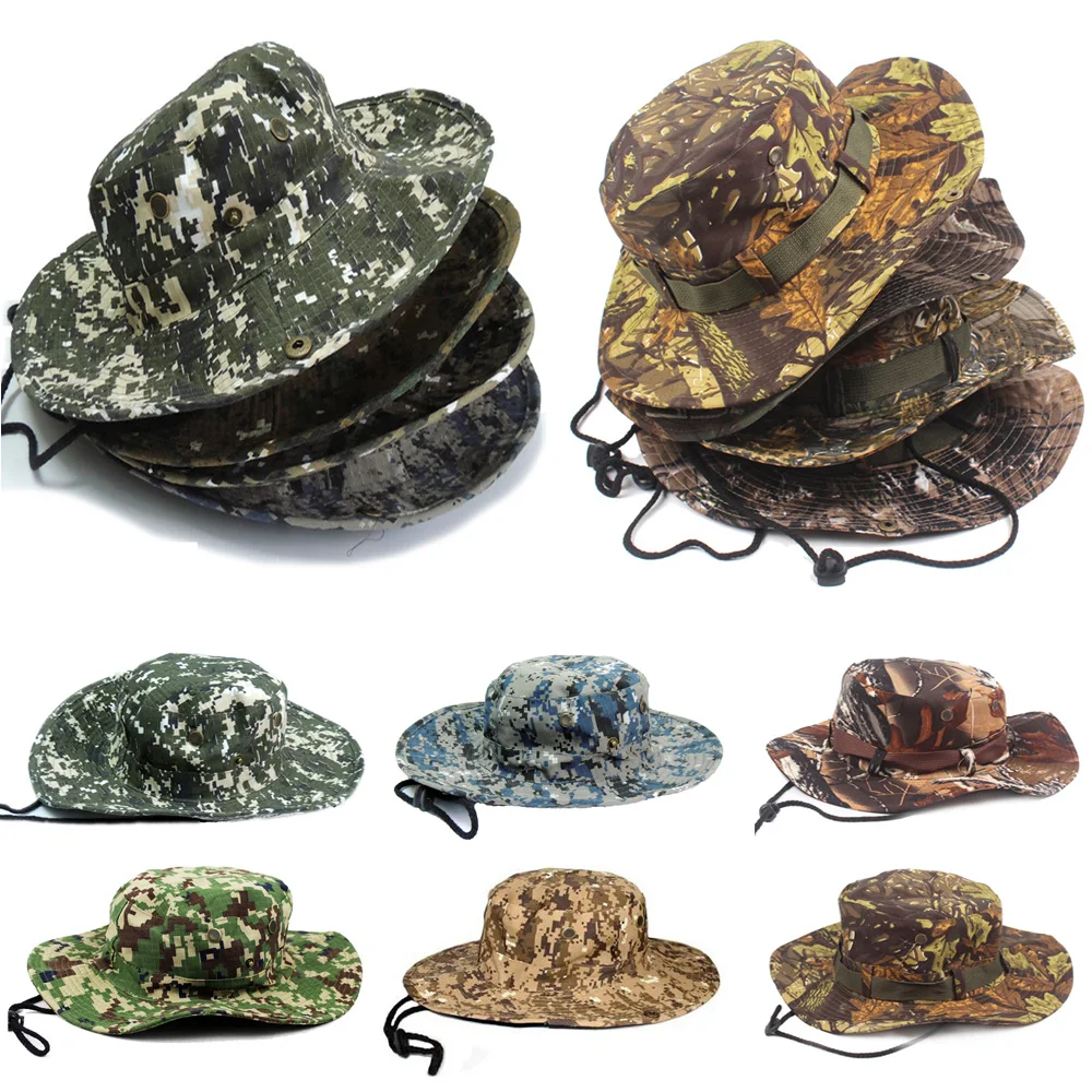 Мужская камуфляжная армейская широкополая шляпа для рыбалки Военная хлопковая кепка для кемпинга CSHAT0510