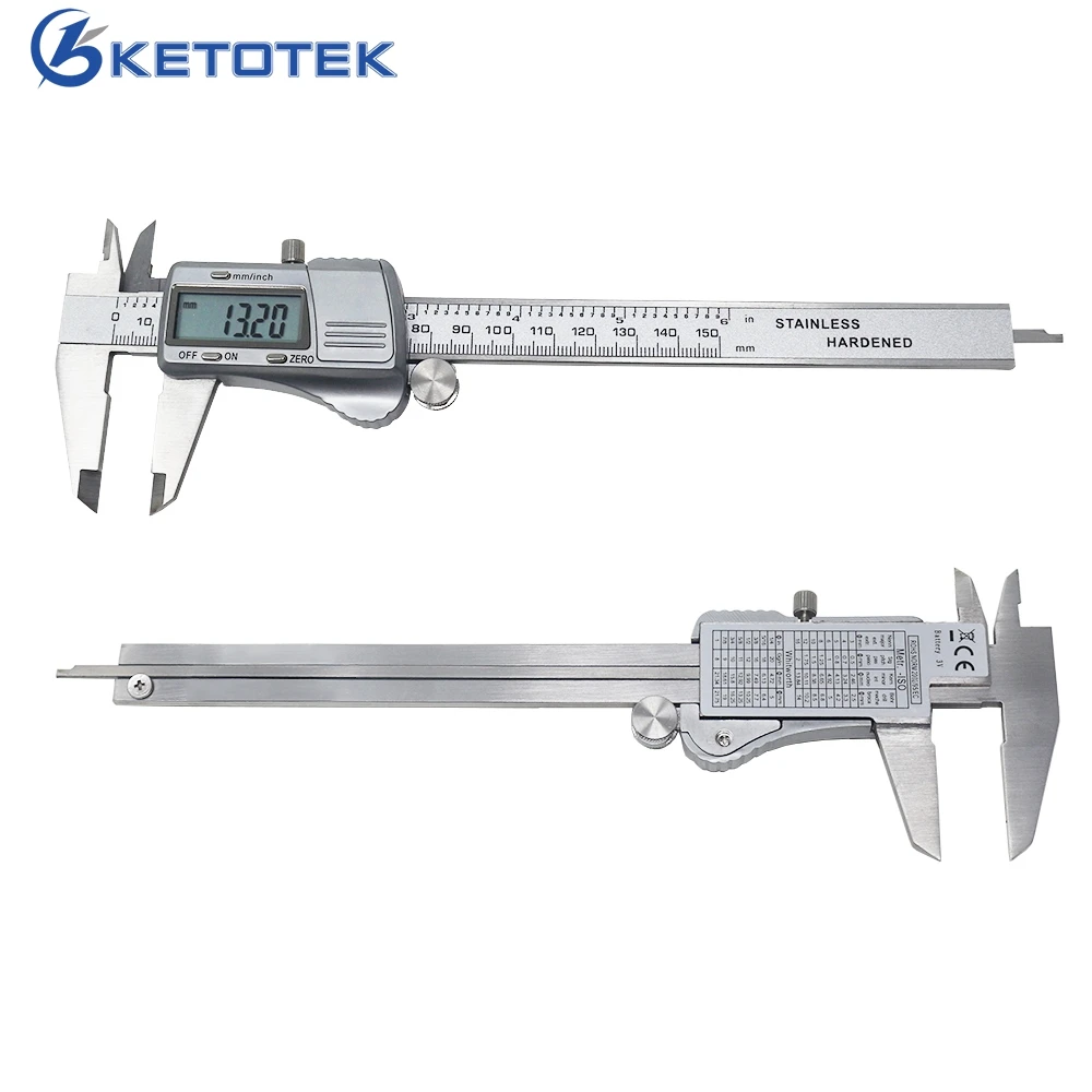 150mm Carbon Stainless Steel Vernier Caliper Micrometer Gauge Inch Range Tools